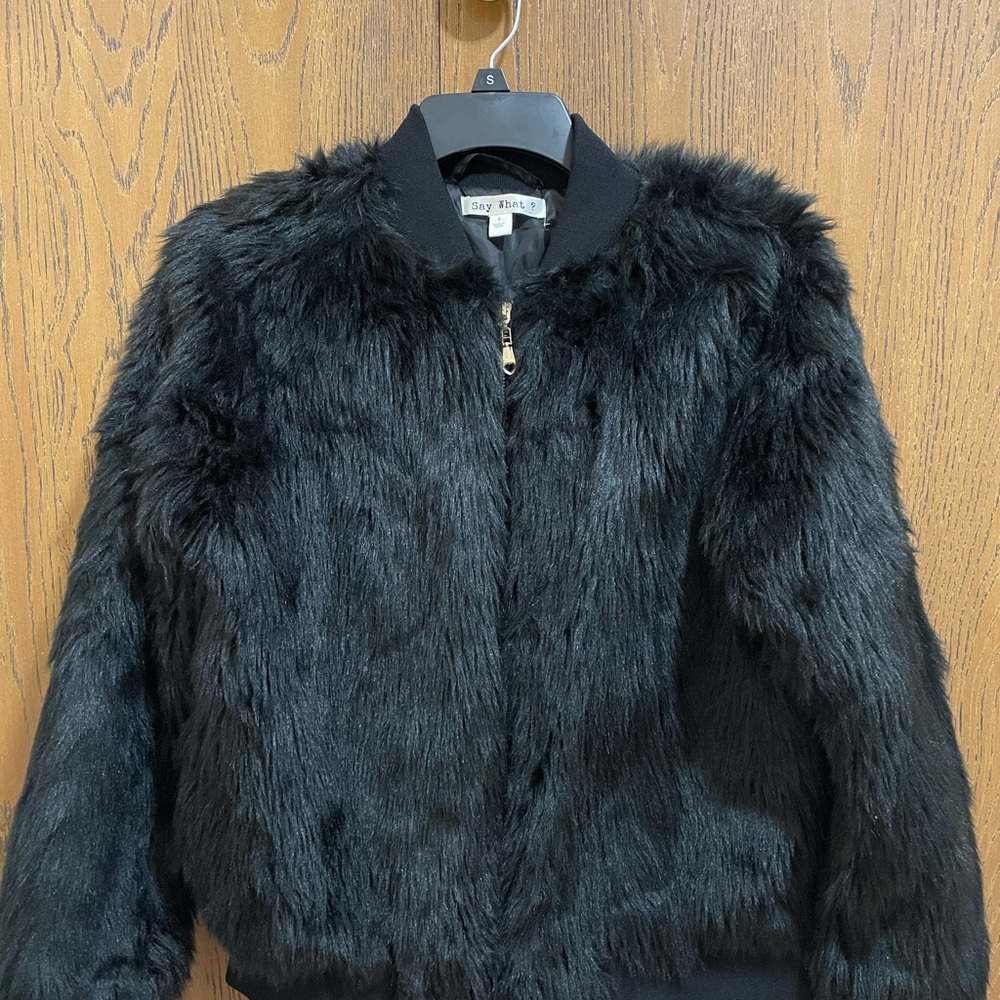 Say What? Black Faux Fur Jacket